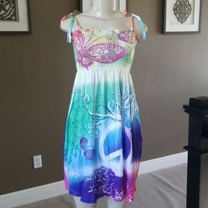 Strapless Dress Sublimated Rainbow Peace Sign